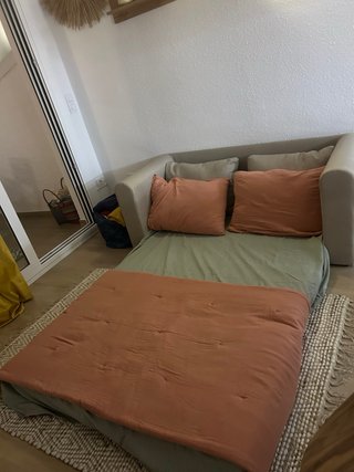 Sofá Cama Beige y Verde
