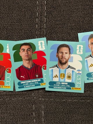 Cromos Panini Messi y Cristiano Ronaldo