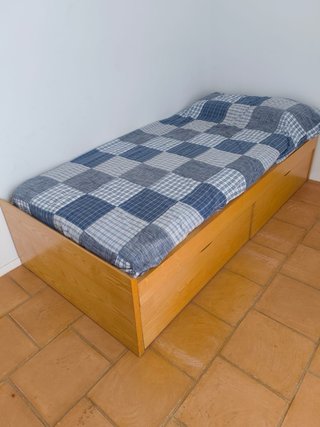 Cama 90x205 madera maciza con cajones