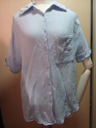 Camisa azul claro manga corta suelta T XS