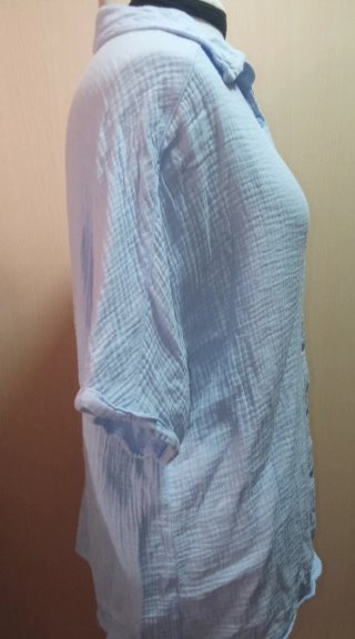 Camisa azul claro manga corta suelta T XS
