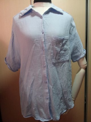 Camisa azul claro manga corta suelta T XS