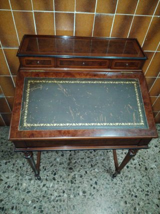 Escritorio Buro Madera y Cuero Marrón