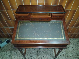 Escritorio Buro Madera y Cuero Marrón