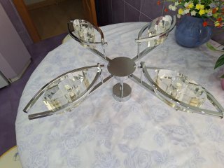Lámpara de 4 focos plateada