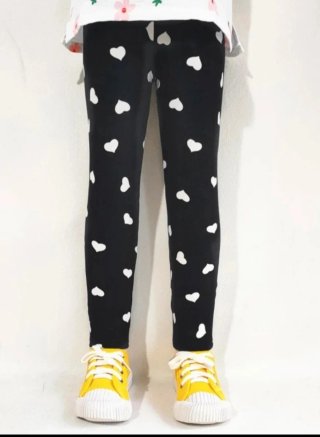 Leggings bambina con cuori bianchi