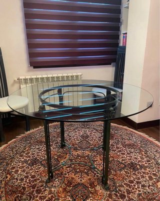 Mesa cristal redonda y 6 sillas