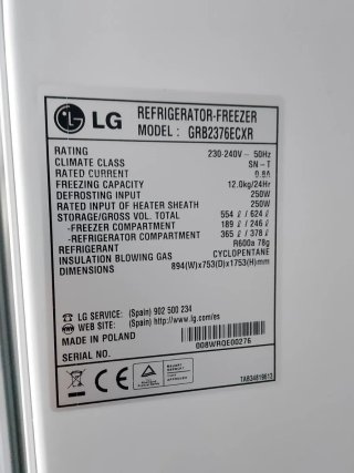 Nevera Americana LG Acero Inoxidable