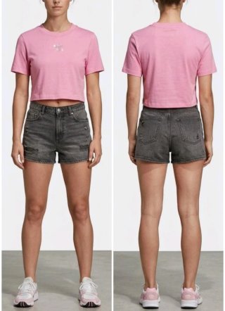 Adidas -T-Shirt Rosa con  Strass - Taglia S