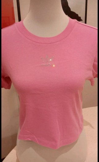 Adidas -T-Shirt Rosa con  Strass - Taglia S