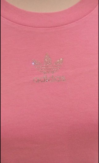 Adidas -T-Shirt Rosa con  Strass - Taglia S