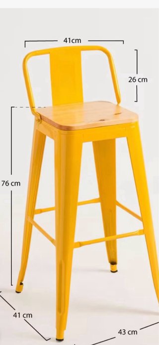 2 Taburetes industrial metal y madera con respaldo