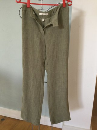 Pantalón Mango Lino Viscosa Verde Oliva