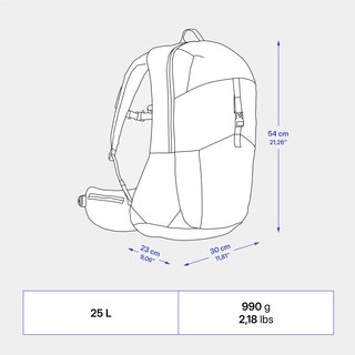 Mochila de senderismo ventilada 25L, MH500 verde