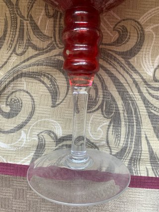 Castiçal de Vidro Vermelho 20cm