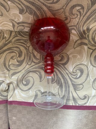 Castiçal de Vidro Vermelho 20cm