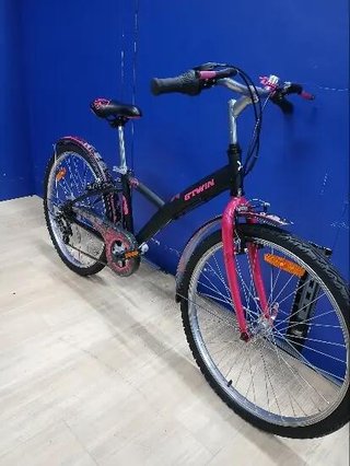 bicicleta btwin poply 500 20 pulgadas rosa y negra