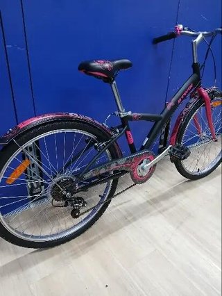 bicicleta btwin poply 500 20 pulgadas rosa y negra