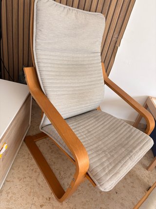 Sillón Mecedora Ikea Madera y Tela Beige