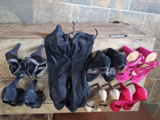 Lote Zapatos Fiesta Tacón: Negro, Dorado, Rosa