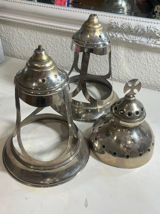 Pareja Candelabros Portavelas Cristal y Metal