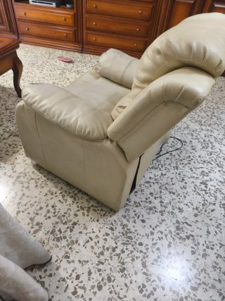 Sillón Reclinable Masaje Piel Sintética Blanco