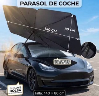 Parasol Coche Plegable Negro
