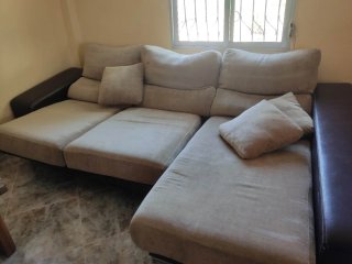Sofá chaise longue beige