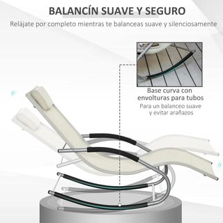 Tumbona Mecedora Metal 120kg con Reposacabezas
