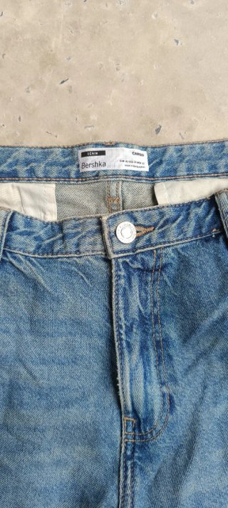Pantalón Cargo Vaquero Bershka | Denim Azul Ancho