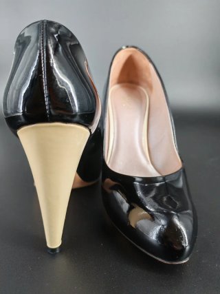 Décolleté Versace Pelle Nera Tacco 10cm Tg 36