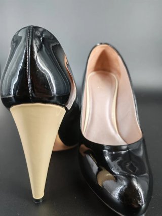 Décolleté Versace Pelle Nera Tacco 10cm Tg 36