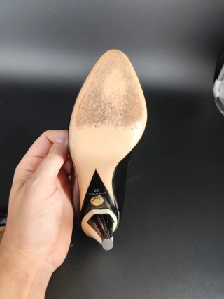 Décolleté Versace Pelle Nera Tacco 10cm Tg 36