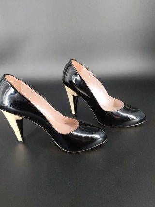 Décolleté Versace Pelle Nera Tacco 10cm Tg 36