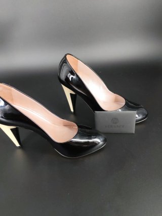 Décolleté Versace Pelle Nera Tacco 10cm Tg 36