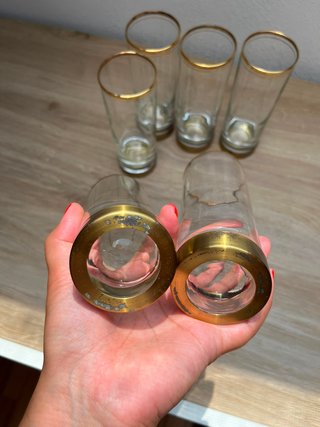 Set 6 bicchieri alti vetro dettagli oro
