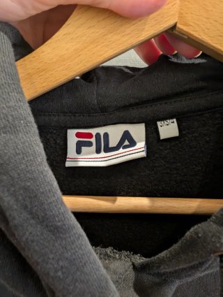 Sudadera Crop Top Fila Capucha Negra