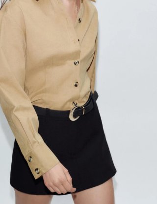 Falda pantalón Zara negra con cinturón
