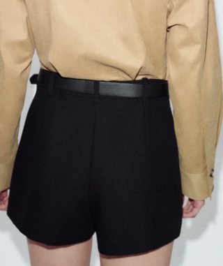 Falda pantalón Zara negra con cinturón