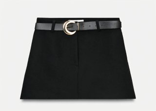 Falda pantalón Zara negra con cinturón