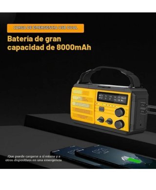 Radio Solar Manivela 8000 mAh AM/FM Emergencia