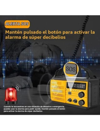 Radio Solar Manivela 8000 mAh AM/FM Emergencia