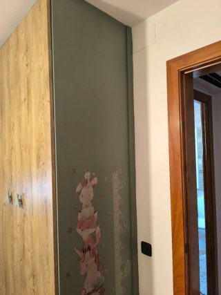 Armario modular esquinero madera y verde