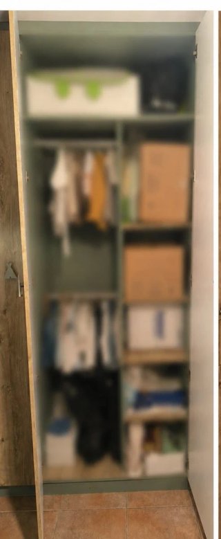 Armario modular esquinero madera y verde