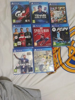 Juegos PS4 (Gran Turismo 7, GTA V, FIFA 23)