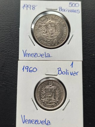 Lote 6 monedas Venezuela: 1954-2004
