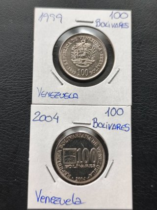 Lote 6 monedas Venezuela: 1954-2004