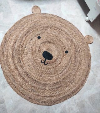 Alfombra infantil de yute con diseño de oso