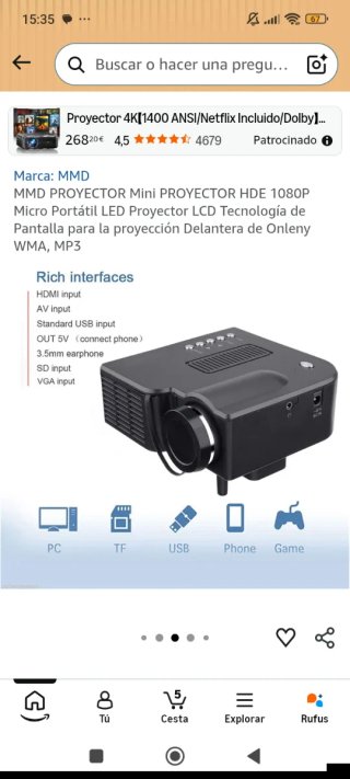Proyector LED pequeño compacto