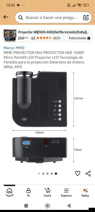 Proyector LED pequeño compacto